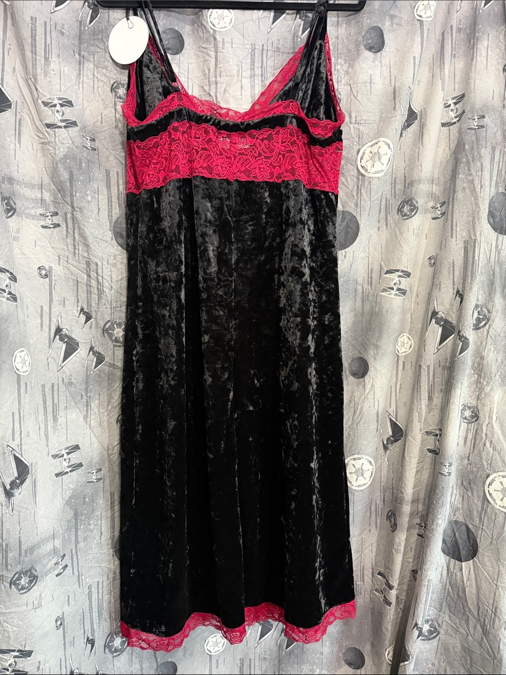 NWT SOURPUSS SLIP AWAY DRESS VELVET RED LACE MIDI SZ XXL - Picture 8 of 8
